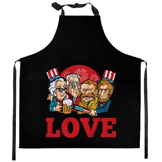 Love America American Presidents USA 4th Of July Kitchen Aprons