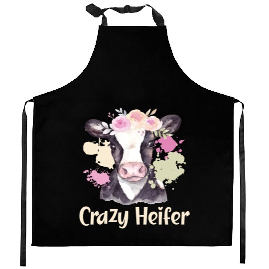 Crazy Heifer Cow Whisperer Cow Farming Farm Kitchen Aprons
