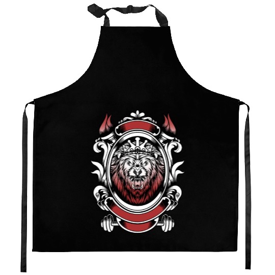 Lion king white red Kitchen Aprons