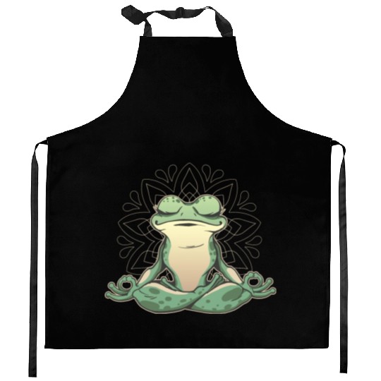 Frog Making Yoga Kitchen Aprons