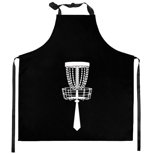 Funny classy disc golf basket with a tie Kitchen Aprons