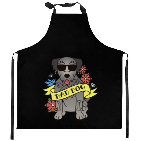 Bad Dog Tattoo Irish Wolfhound Kitchen Aprons