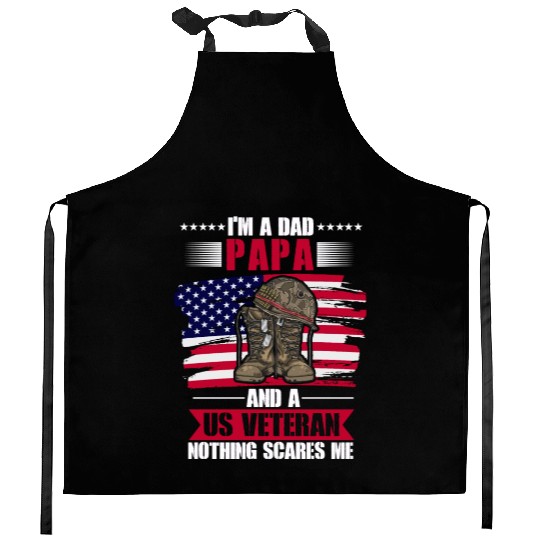 US Veteran Dad American Flag Patriotic Kitchen Aprons
