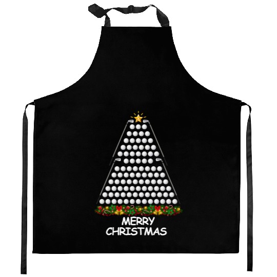 Golf Christmas Tree Merry Christmas Kitchen Aprons