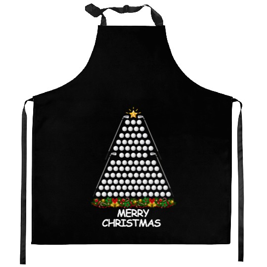 Golf Christmas Tree Merry Christmas Kitchen Aprons