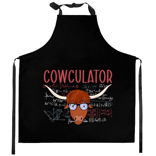 Cowculator Highland Farmer Cow Whisperer Math Kitchen Aprons