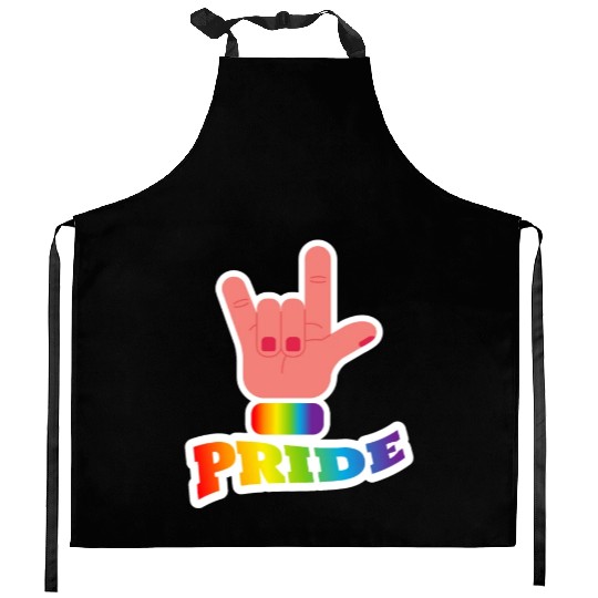 Pride flag hand - Pride quote lgbt community Kitchen Aprons