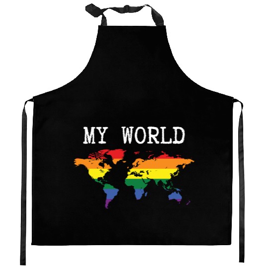 my world - lgbt community Kitchen Aprons