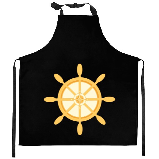 Ship's Wheel, nautical star & cardinal points Kitchen Aprons