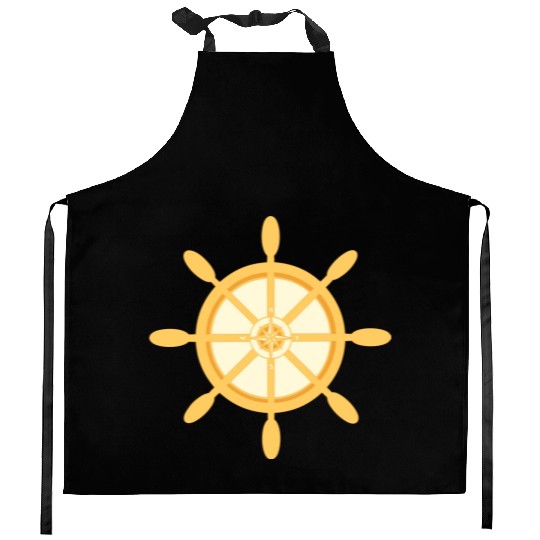 Ship's Wheel, nautical star & cardinal points Kitchen Aprons