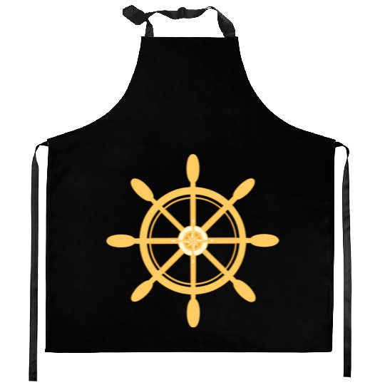 Ship's Wheel, nautical star & cardinal directions Kitchen Aprons