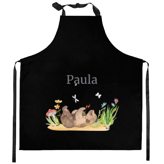 Forest Animal Bear Flowers Name David Kitchen Aprons