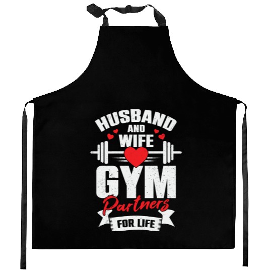 Husband And Wife Gym Partners For Life Kitchen Aprons