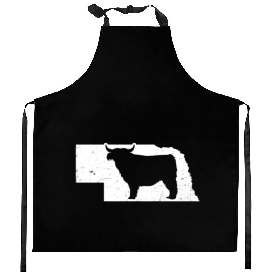 Highland Cow Patriotic Nebraska 4th July Kitchen Aprons