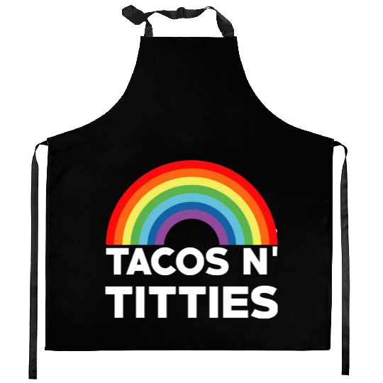 Tacos and Titties Funny LGBT Gay Pride Gifts LGBTQ Kitchen Aprons