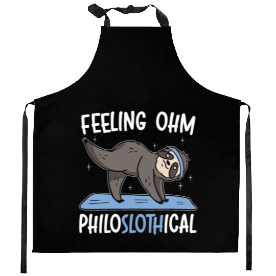 Feeling Philoslothical Fitness Yoga Meditate Sloth Kitchen Aprons
