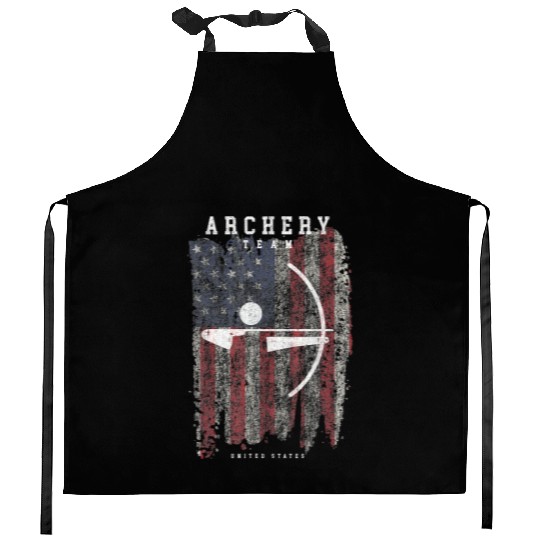 Archery Team USA Vintage American Flag Compound Kitchen Aprons