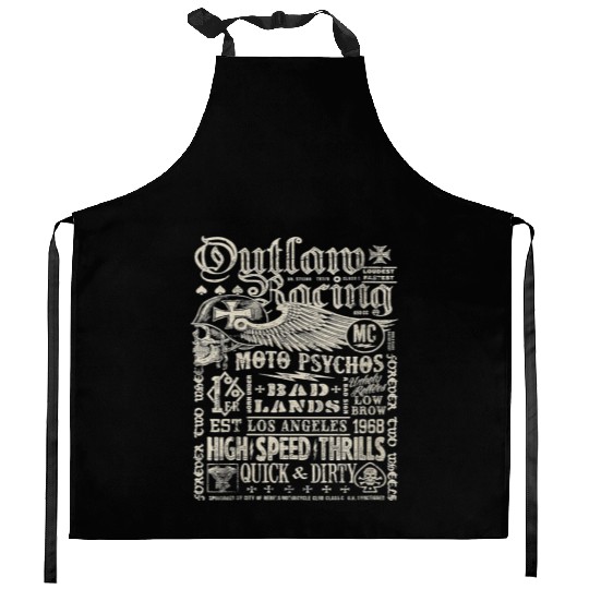 Womens Outlaw Racing Moto Psychos Skull Biker Kitchen Aprons