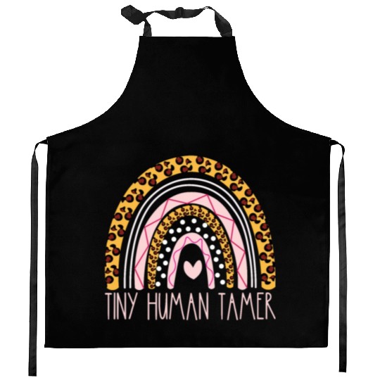 Tiny Human Tamer Bohemian Rainbow Daycare Teacher Kitchen Aprons