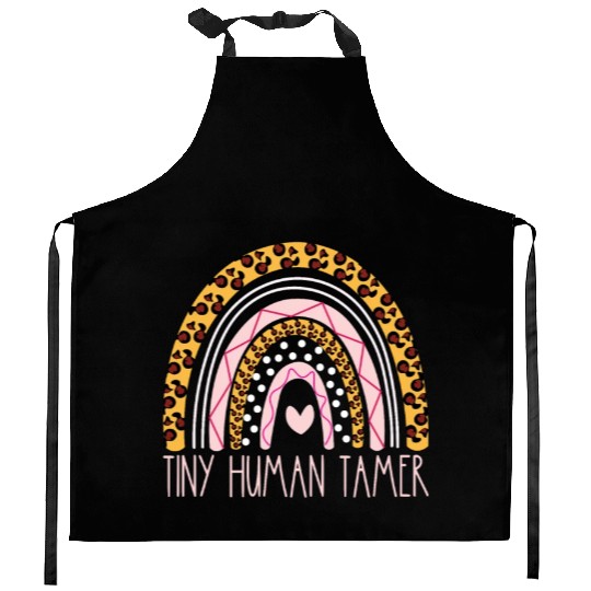 Tiny Human Tamer Bohemian Rainbow Daycare Teacher Kitchen Aprons