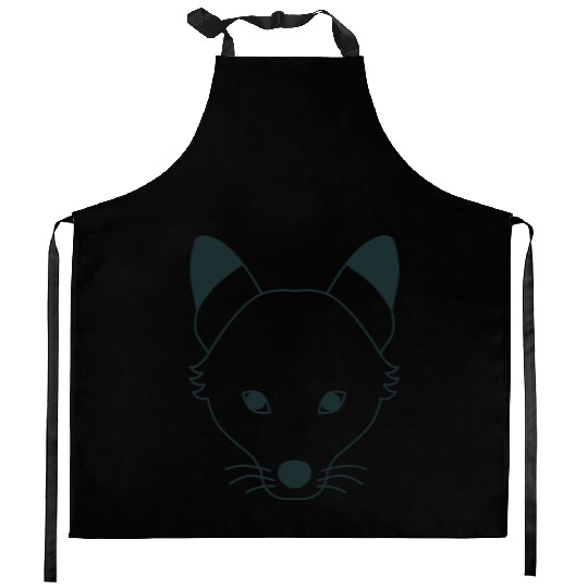 long wolf face Kitchen Aprons