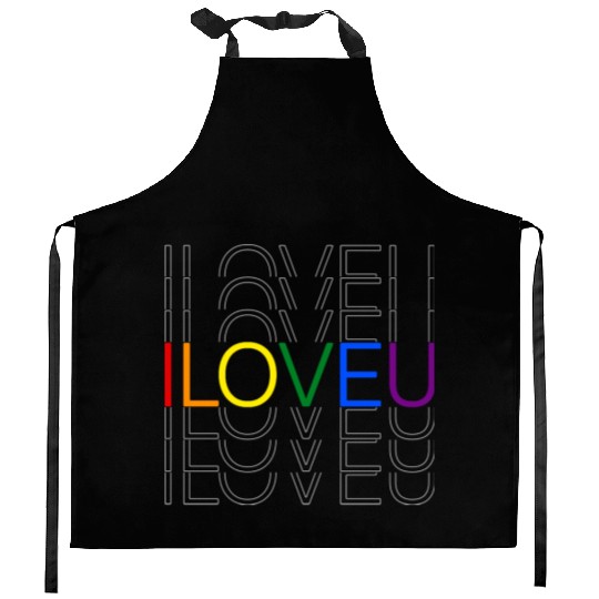 LGBT pride rainbow heart I Love You Kitchen Aprons