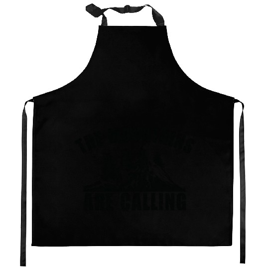 The Mountains are Calling Outdoor Mountain Hiking Kitchen Aprons
