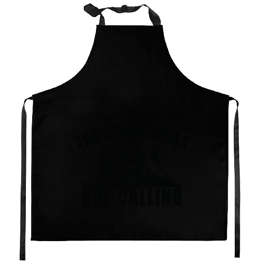 The Mountains are Calling Outdoor Mountain Hiking Kitchen Aprons