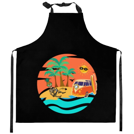 Road trip skeleton Kitchen Aprons