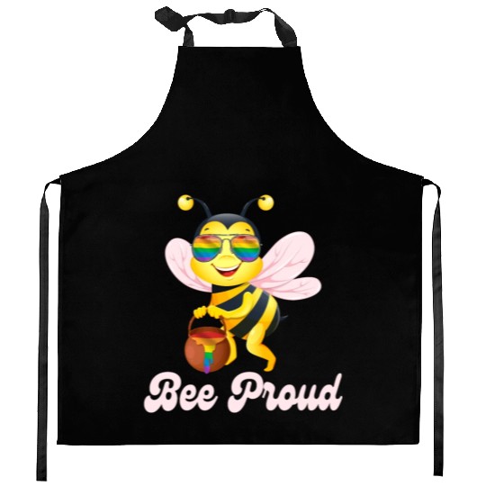 Proud Bee LGBTQ Pride Rainbow Flag Honey Kitchen Aprons