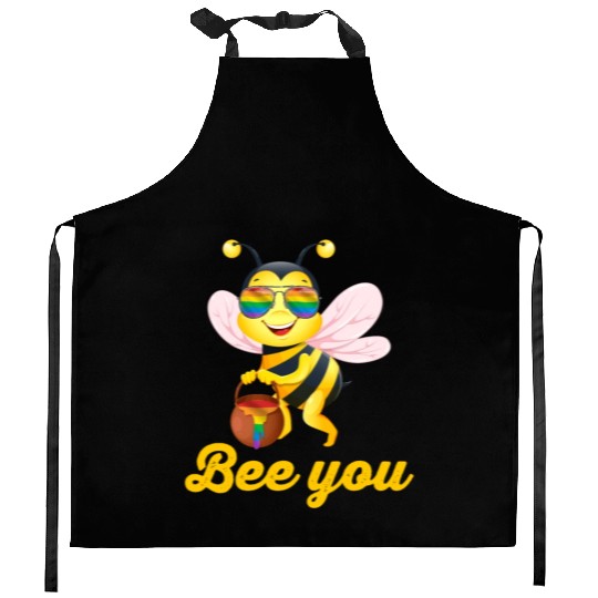 Bee LGBT Gay Lesbian Pride Rainbow Honey Kitchen Aprons
