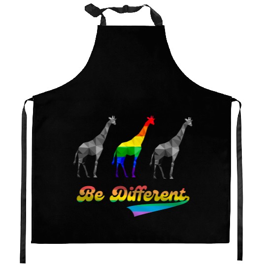 Colorful Giraffe LGBTQ Gay Pride Rainbow Flag Kitchen Aprons
