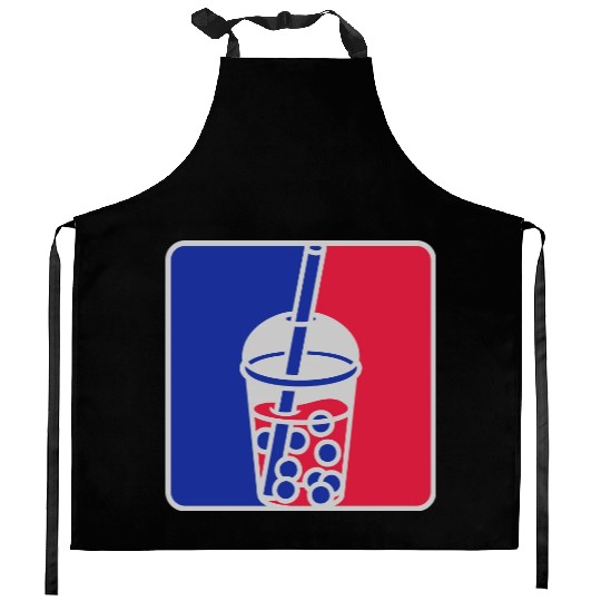 Red blue bubble tea Kitchen Aprons
