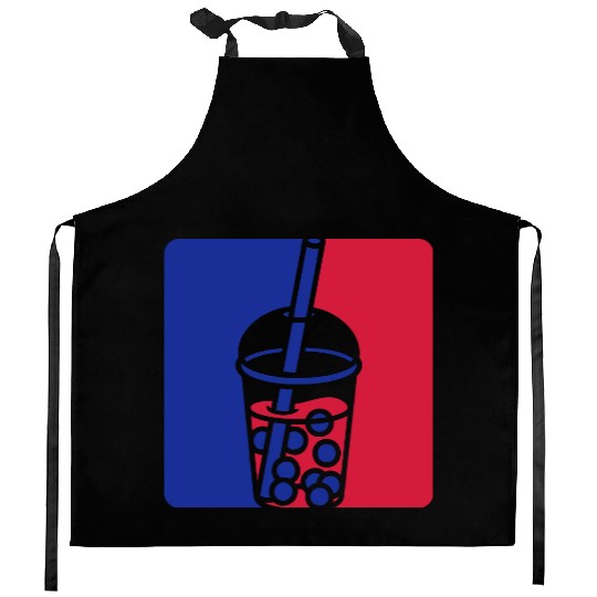 Blue red bubble tea Kitchen Aprons