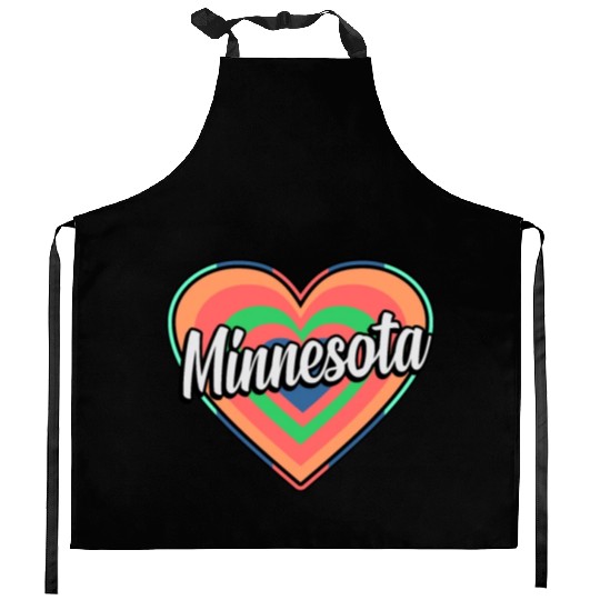 Minnesota Colorful Heart Gift Kitchen Aprons