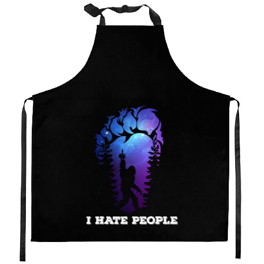 Bigfoot Footprint I hate people camping Kitchen Aprons