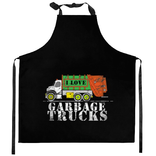 I Love Garbage Trucks Kitchen Aprons
