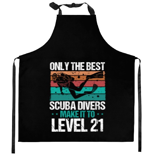 21 Scuba Diving Level 21 Year Diver Snorkeling Kitchen Aprons