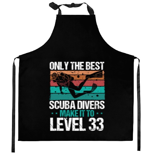 33 Scuba Diving Level 33 Year Diver Snorkeling Kitchen Aprons