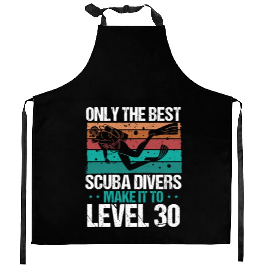 30 Scuba Diving Level 30 Year Diver Snorkeling Kitchen Aprons