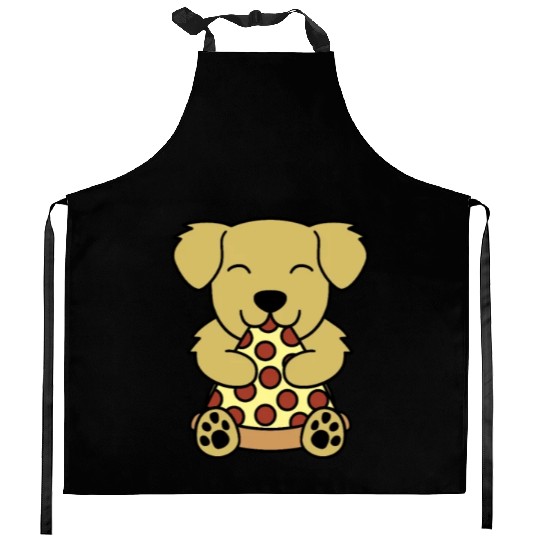 Golden Retriever Pizza Lover Kitchen Aprons