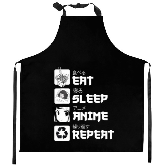 Awesome Anime Eat Sleep Anime Repeat Teenager Kitchen Aprons