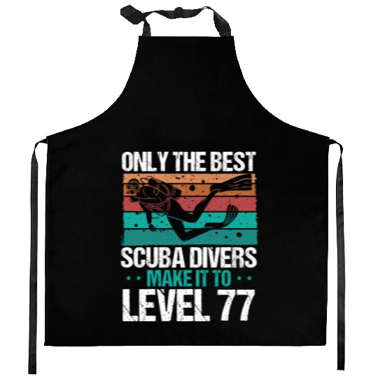 77 Scuba Diving Level 77 Year Diver Snorkeling Kitchen Aprons