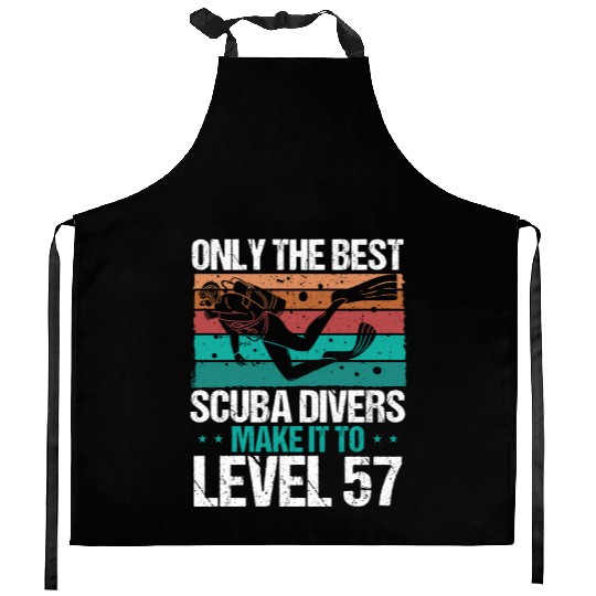 57 Scuba Diving Level 57 Year Diver Snorkeling Kitchen Aprons