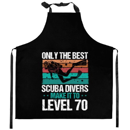 70 Scuba Diving Level 70 Year Diver Snorkeling Kitchen Aprons