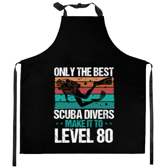 80 Scuba Diving Level 80 Year Diver Snorkeling Kitchen Aprons