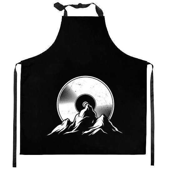 Vinyl Record Mountains Music Vintage Kitchen Aprons