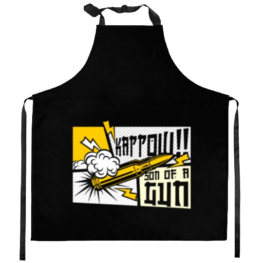 Kappow Bullets Gun Explosion Big bang Aesthetic Kitchen Aprons