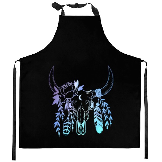 Longhorn Flowers Western Girls Women Kitchen Aprons