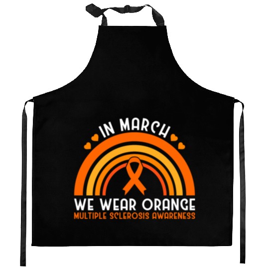 In March We Wear Orange Multiple Sclerosis Kitchen Aprons